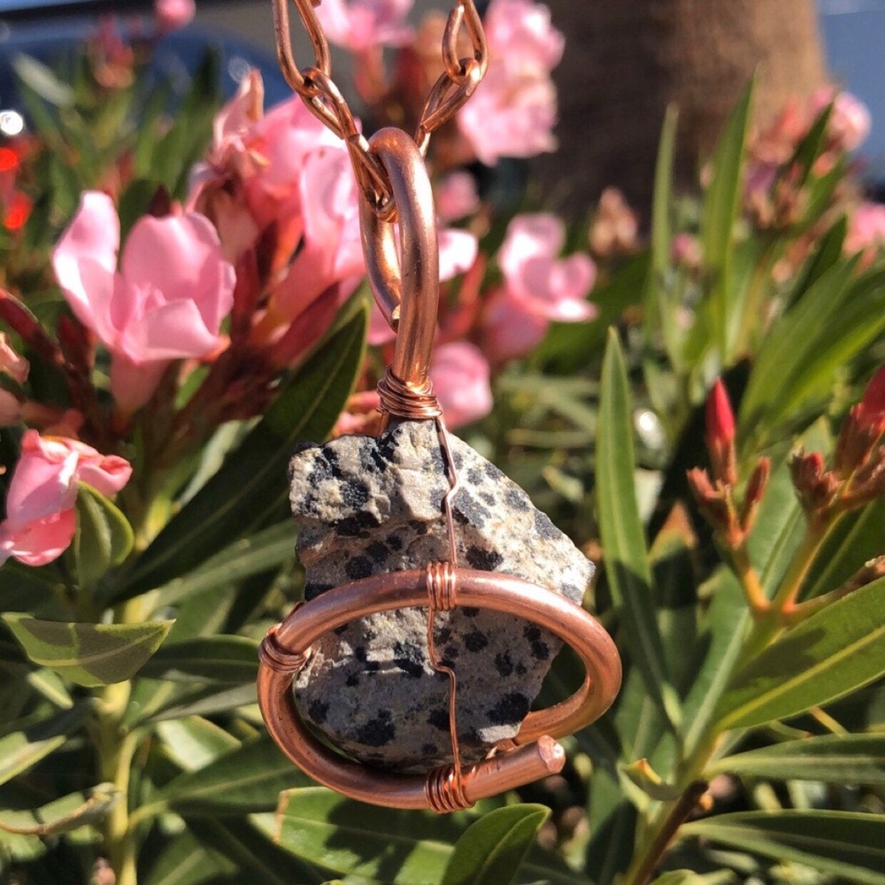 Raw Dalmatian Jasper w/ Hemp Necklace